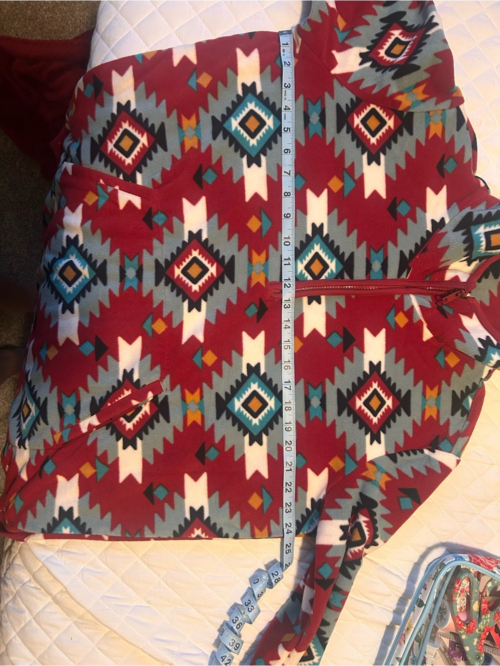 Wrangler Red Aztec Half-Zip Fleece Pullover - Picture 4 of 4